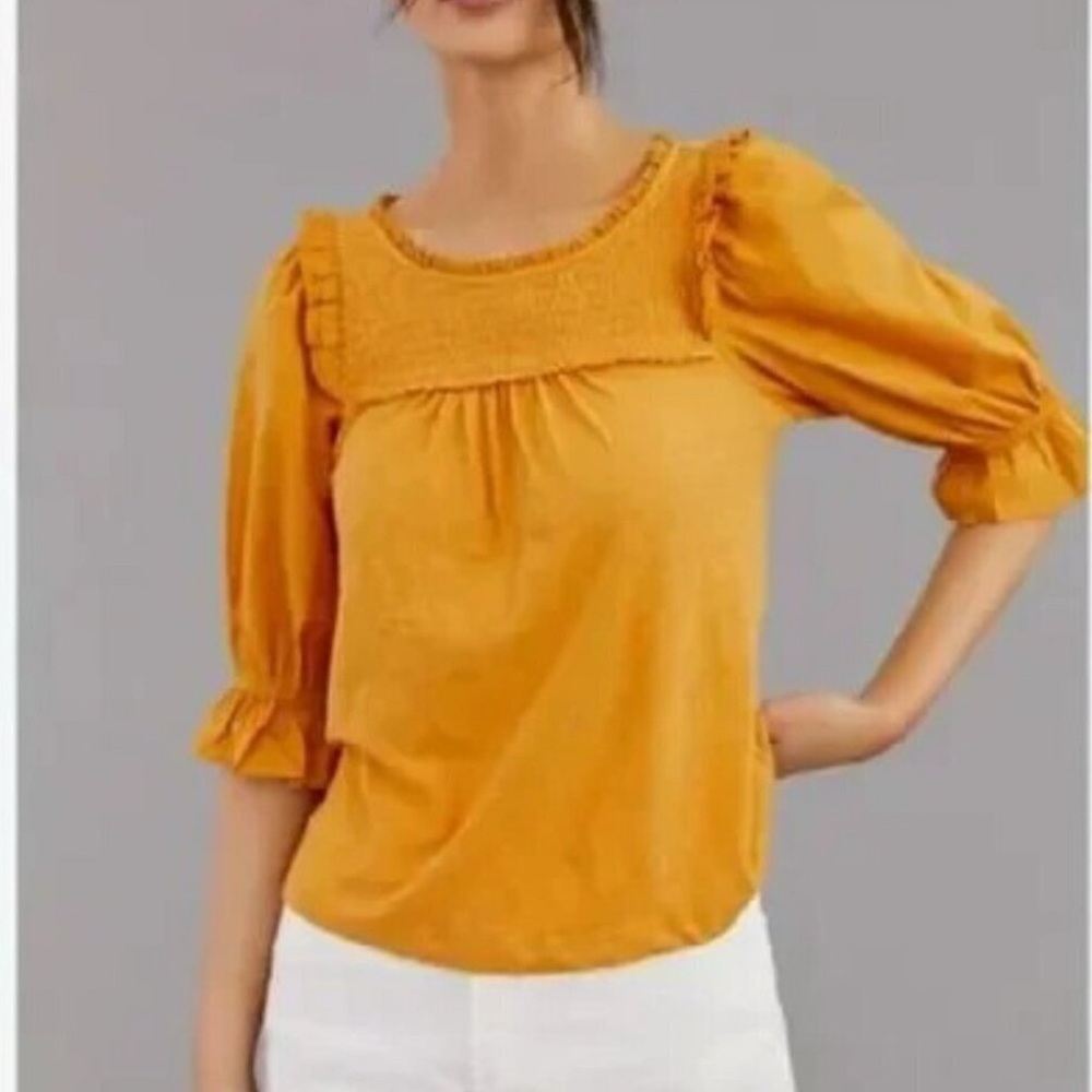Anthropologie Keri Mustard Yellow Top